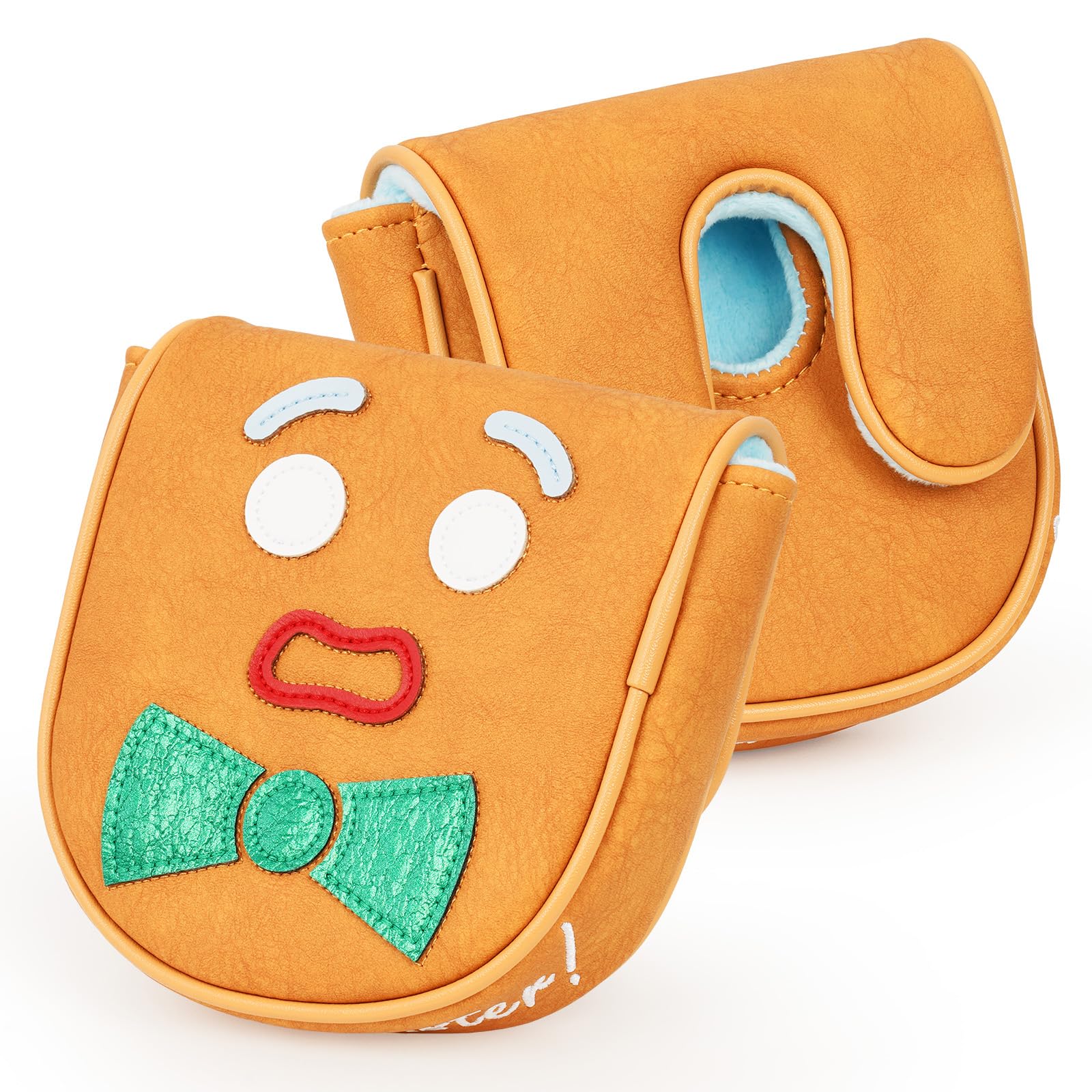 LZFAN Funny Golf Club Head Cover Driver Headcover Fairway Wood Headcover Hybrid Club Head Cover Brown Monster Cookie (DF3 Mallet Putter) — image 1