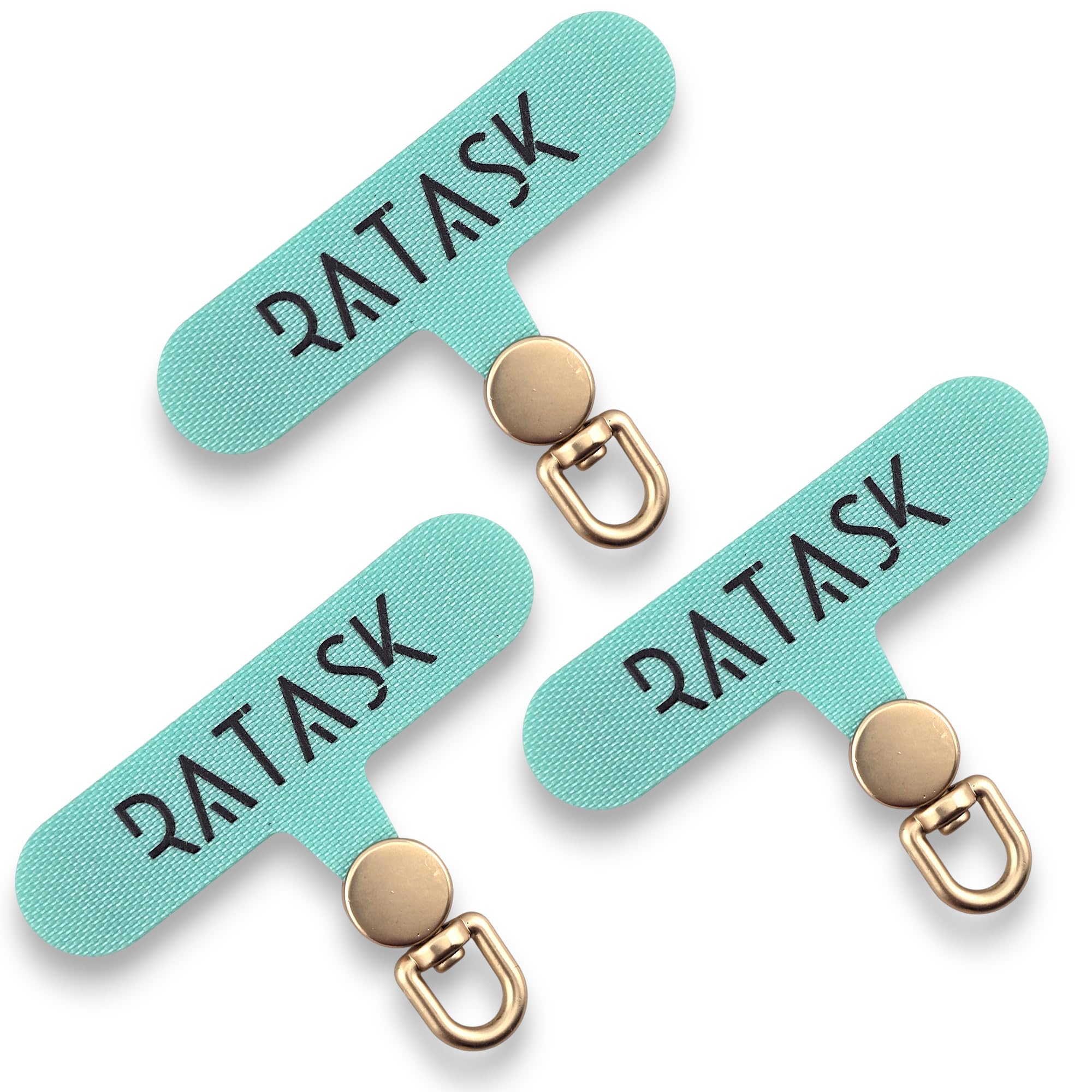 RATASK Tether Tab for Phone Lanyard, Mobile Phone Strap Tether Patch, Universal Tether Patch, Durable Metal or Soft Fabric Option, Pack of 3 (Deluxe, Teal)