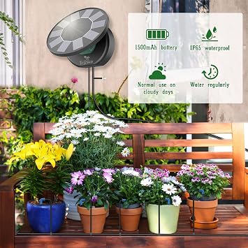 Solar Automatic Drip Irrigation System Kit, 9 Modes Garden Watering | Anti-Siphon Auto Water Device, 9 Timing Modes Solar Irrigation Kit for Balcony, Patio, Pots, Indoor & Outdoor Garden Plants