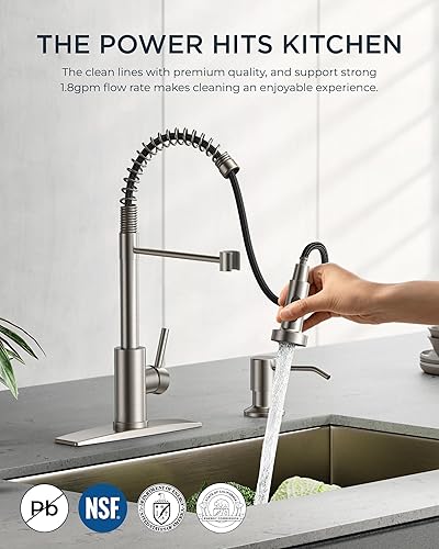 Vista 142 de FORIOUS - Grifo para fregadero de cocina Negro y dorado