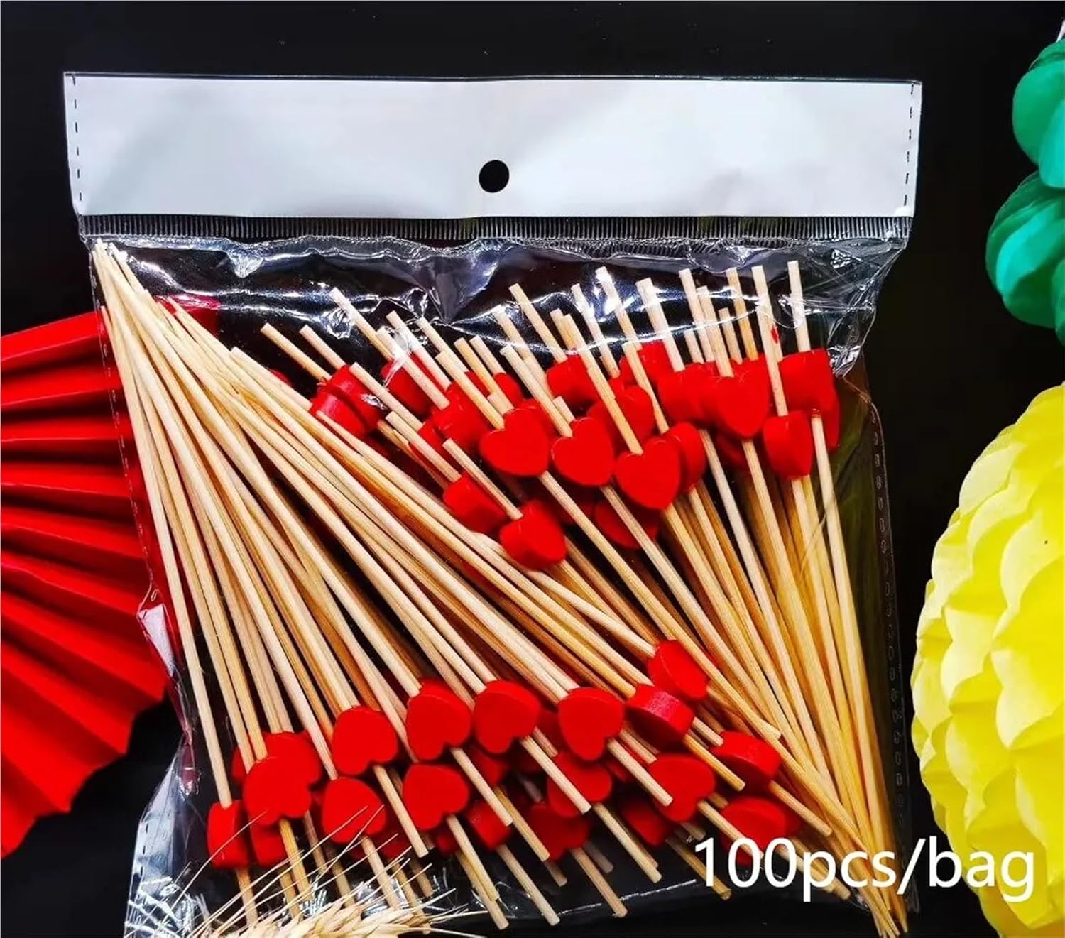 Fruit Skewers 100pcs Disposable Bamboo Skewers Buffet Cupcake and Fruit Forks Salad and Vegetable Toothpicks Party Cake and Dessert