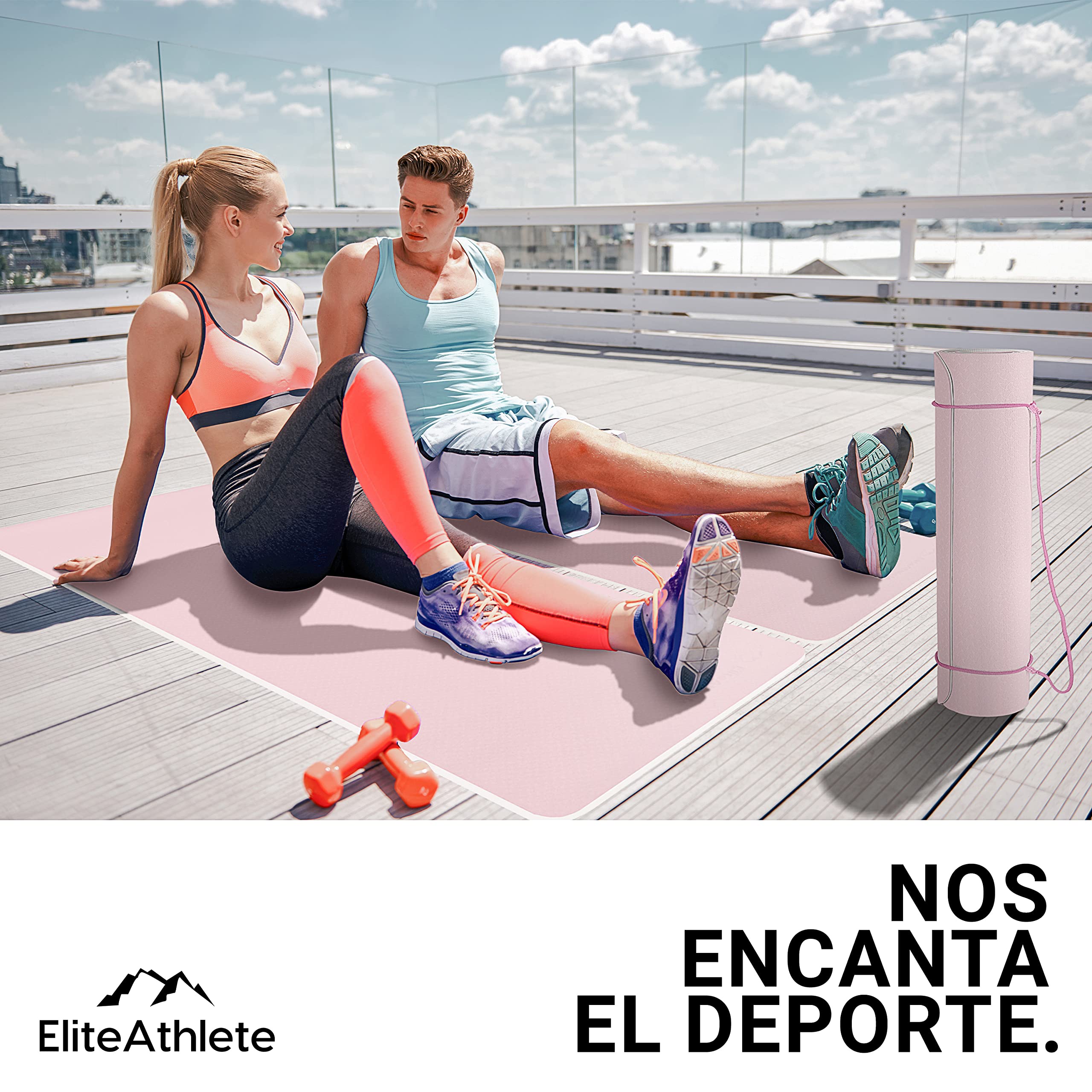 EliteAthlete Esterilla de yoga – Esterilla deportiva – Esterilla de gimnasia acolchada y antideslizante para fitness, pilates – Esterilla de yoga – 183 cm x 61 cm x 0,6 cm – Esterilla de entrenamiento