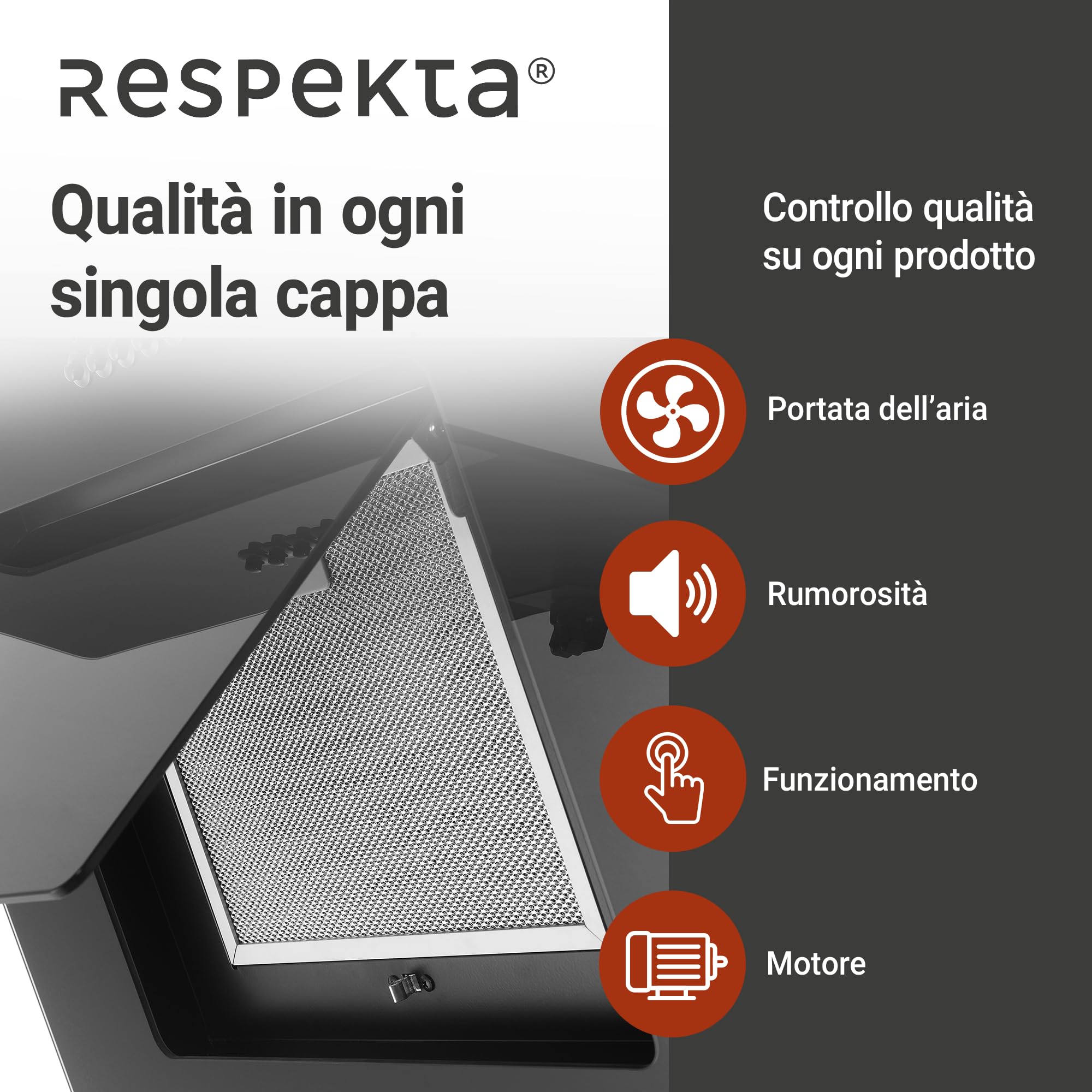 Respekta Cappa cucina inclinata con spazio per la testa | Cappa cucina verticale 90 cm | Scocca in metallo con vetro nero | Funzione di scarico e ricircolo | CH22010|90SBZ | B | 54 – 62 dB