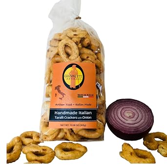 Giannetti Artisans Handmade Onion Taralli Crackers - Imported from Italy - 10.58 oz bag Single