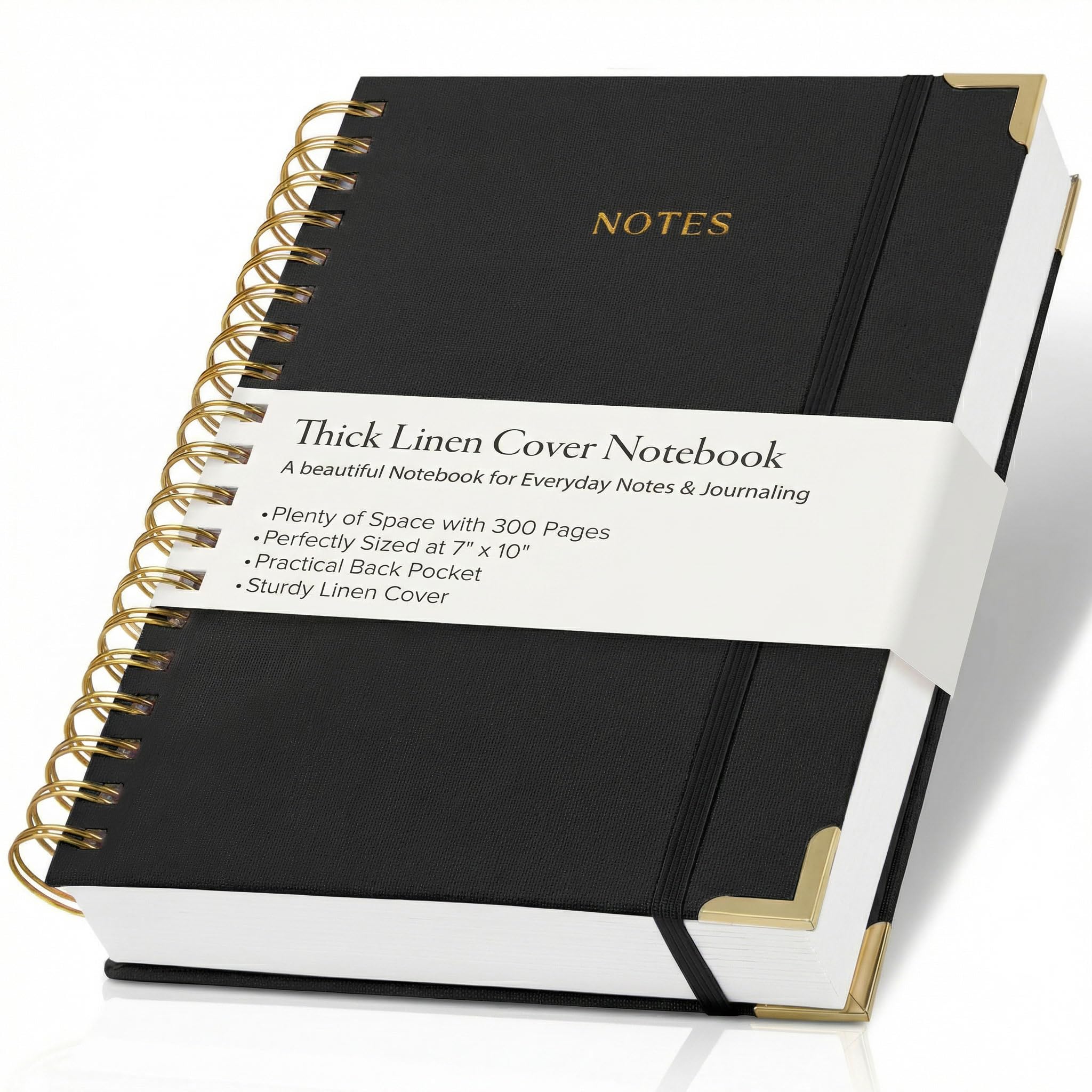 Aesthetic Thick Spiral Notebook Journal For Women in B5 Format - Stylish Linen Hardcover College Ruled Note Book w 300 Lined Pages - Cute Supplies For Bible Study & Staying Organized at Work or School