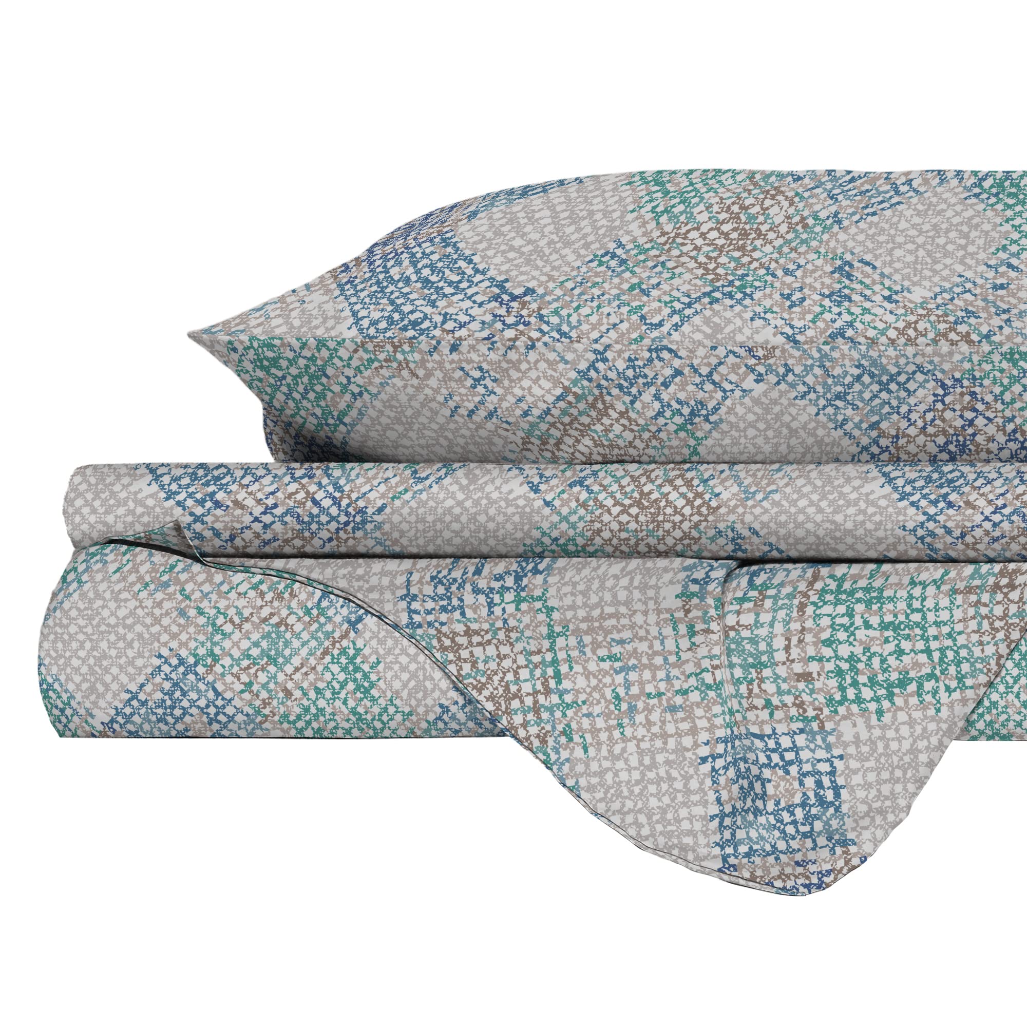 Italian Bed Linen Athena Duvet Cover Set including Printed Bag and Pillowcases, EVA Blue, Double, Queen-size bed - Image 2