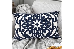 Alysheer Dark Blue Throw Pillows: Embroidered Mandala Boho Decor