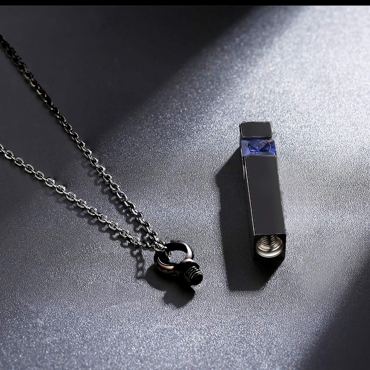 Vertical Bar Zircon Cremation Jewelry for Ashes Men Women Urn Necklace for Ashes Mom Dad Grandpa Grandma … - Image 3