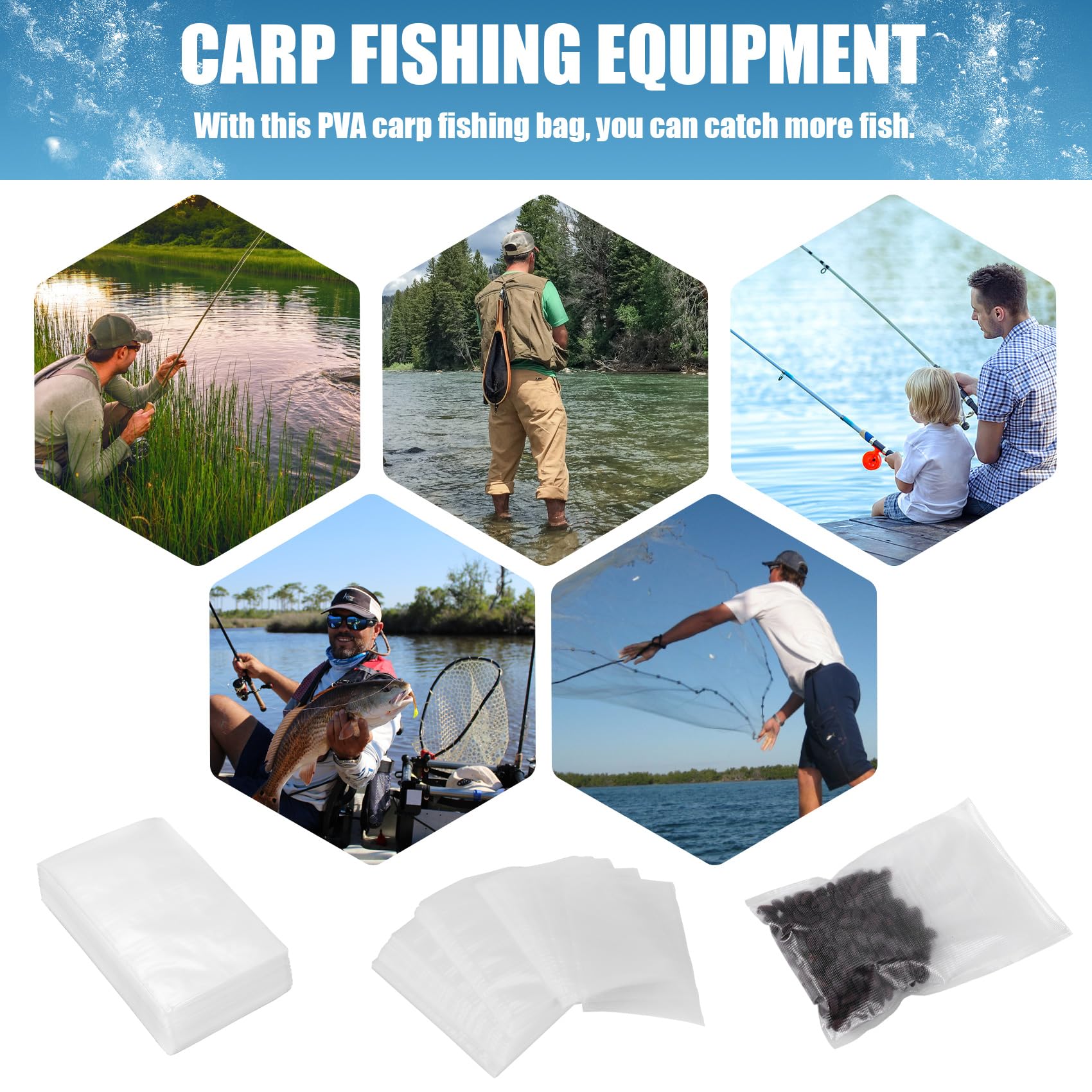 400 Pezzi 10X14Cm Sacchetto PVA Da Pesca PVA Sacchetto Solubile In Acqua per Carpa Da Pesca Gettare Accessori , , fgh