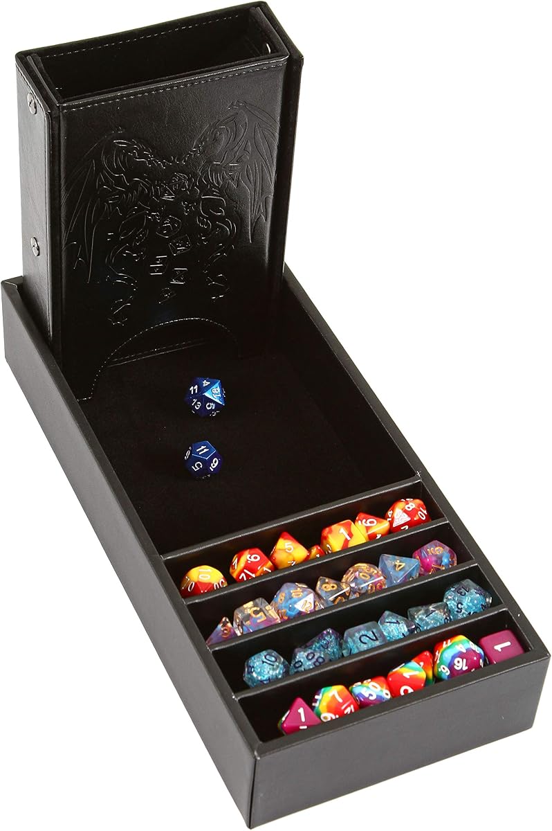 Forged Dice Co. Citadel Dice Tray and Tower - Bandeja rodante 3 en 1, caja de almacenamiento y torre extraíble para juegos DnD, RPG y de mesa