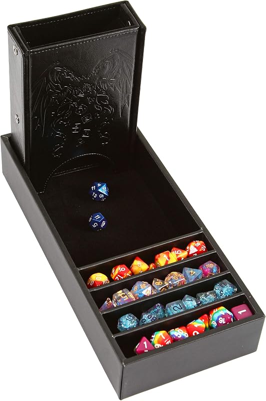 Forged Dice Co. Citadel Dice Tray and Tower - Bandeja rodante 3 en 1, caja de almacenamiento y torre extraíble para juegos DnD, RPG y de mesa