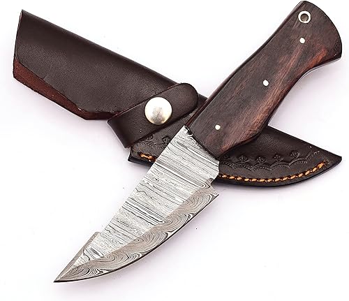 Sky Knives Cuchillos de caza de Damasco de hoja fija hecha a mano cuchillo de caza de Damasco supervivencia EDC y cuchillo de bolsillo para hombres