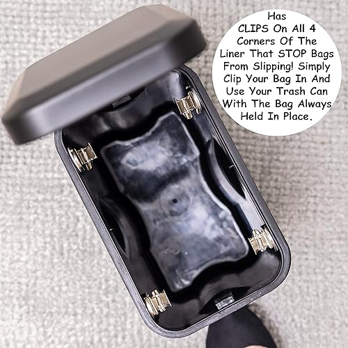 Miniatura 4 de Cubo de basura rectangular de 5 L con forro antideslizante y tapa antideslizante se utiliza como mini cesta de basura contenedor delgado o