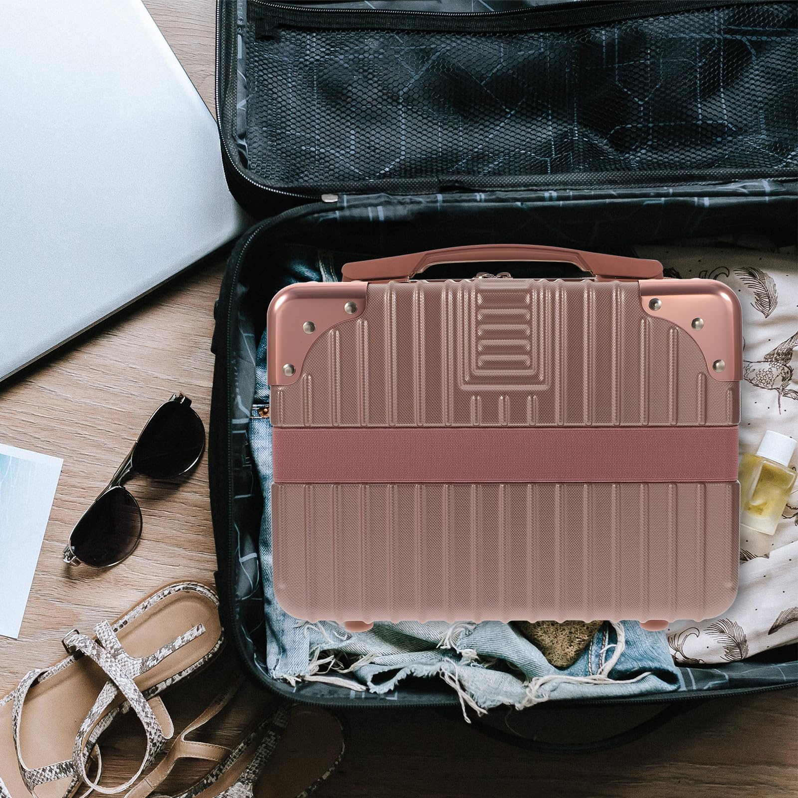 Alipis Tragbarer Make Up Koffer aus Abs 14 Zoll Weiß Praktischer Reise Schminkkoffer mit Robustem Material und Kompakter Größe für Unterwegs
