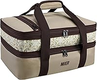 Vista 15 de MIER - Bolsa aislada doble para cacerolas con capacidad para lasaña, perfecta para fiestas de comida, picnic, playa, se adapta a platos para hornear