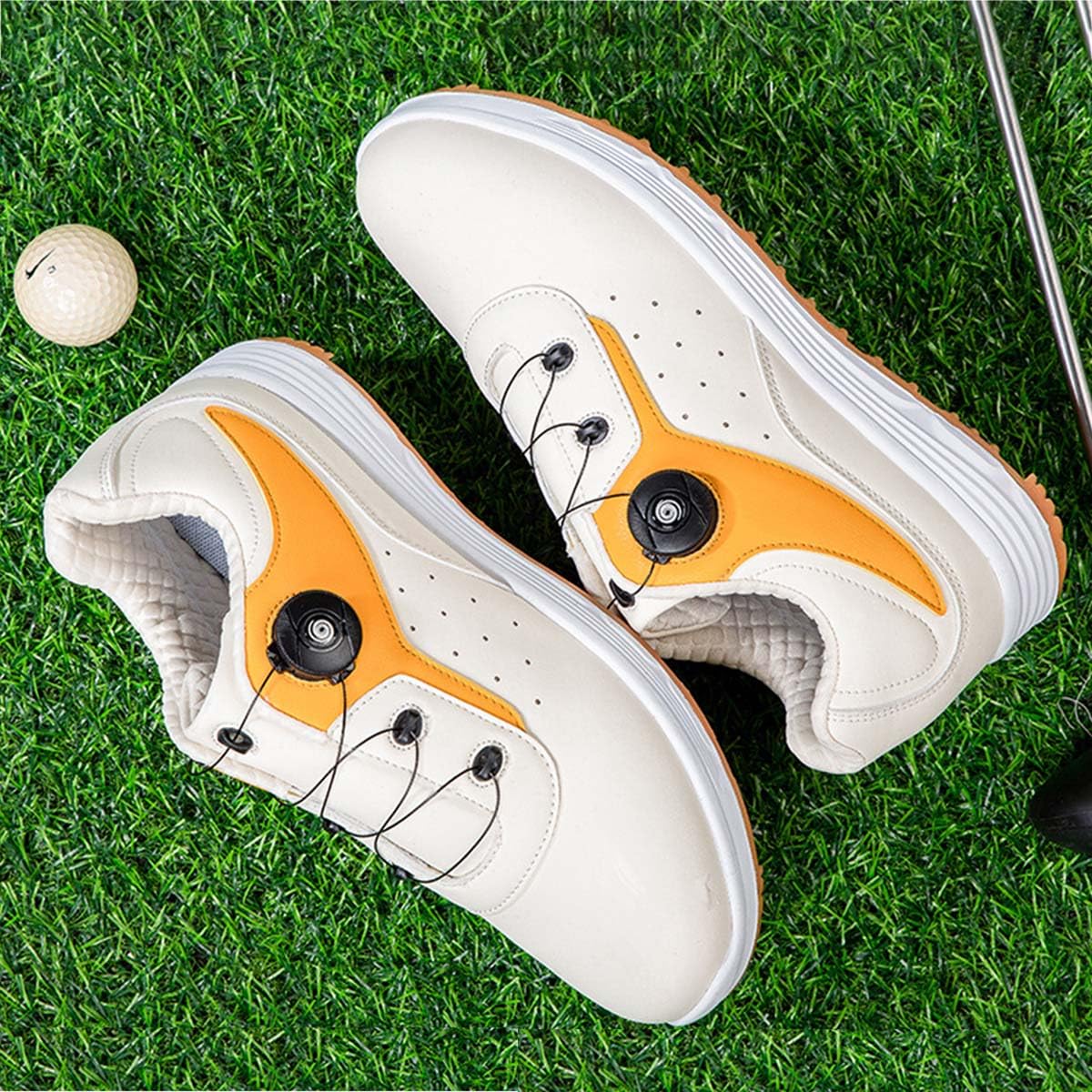 Zapatillas de Golf para Hombre sin Clavos | Impermeables y Antideslizantes, cómodos, botón Giratorio, Extra Anchos