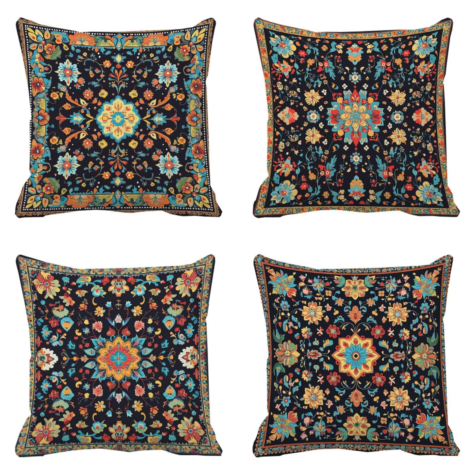 Coussin extérieur imperméable orange 55x55 cm en lin double face pour salon de jardin