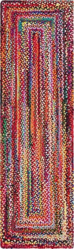 Miniatura 9 de Unique Loom Alfombra trenzada de la colección Chindi  Capa (2 pies 7 pulgadas x 8 pies, color multicolor)