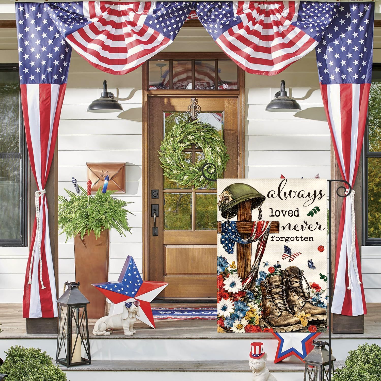 AVOIN colorlife Memorial Day Always Loved Never Forgotten Heroes Garden Flag 12x18 Inch Double Sided, Military Soldiers Boots Patriotic Veteran Yard Outdoor Decoration - Image 3
