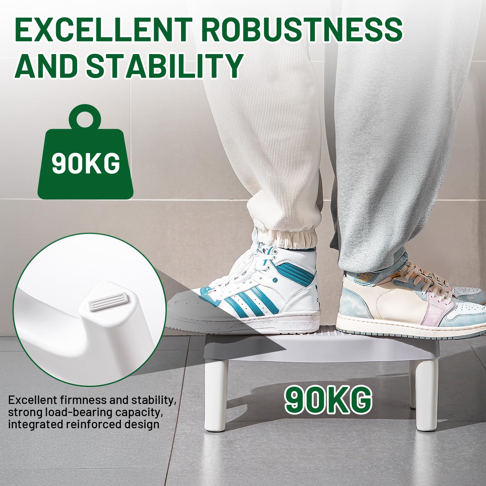 Sgabello WC,Sgabello da Toilette,Poggiapiedi,Panchetto con Cuscinetti,Plastica Portatile Poop Piede Sgabellino per Alleviare L'Intestino Adulti,Bambini,Anziani,Incinte
