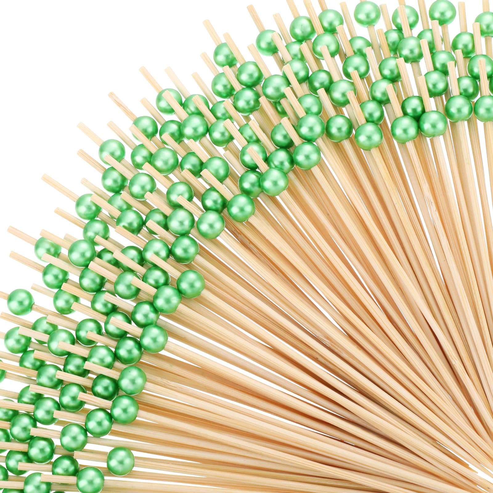 Reallnaive 300 Pcs Pearl Cocktail Picks 4.7Inch, 0.3" Bead, Dark Green