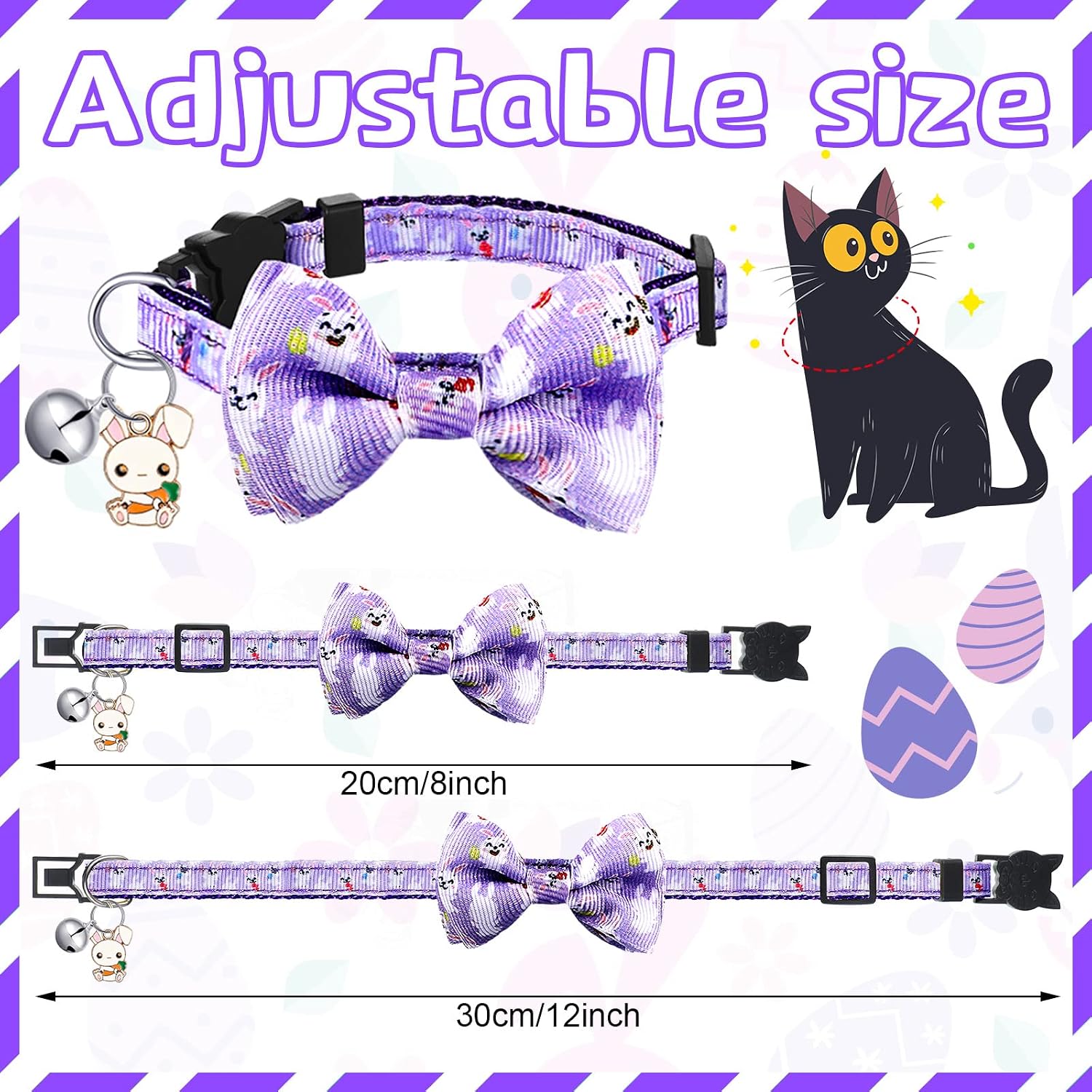 Xuniea 6 Pcs Easter Cat Collar Breakaway with Bow Tie and Bell image 4