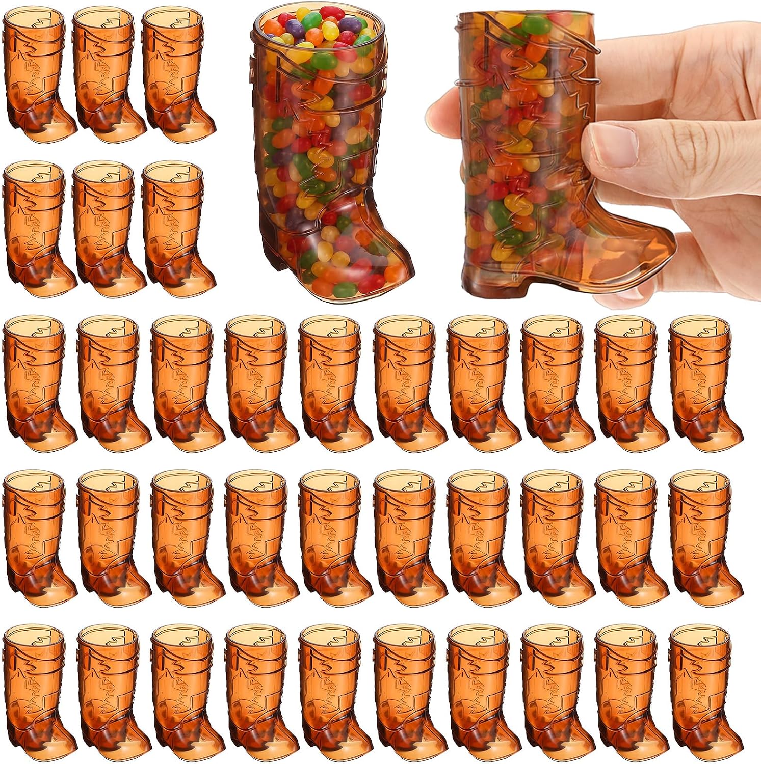 36 Pcs 1 oz Brown Cowboy Boot Shot Glasses Mini Plastic Boot Shot Cups Bulk, Western Cowboy Glasses Reusable Beer Mugs for Cowgirl Party Decorations Birthday Bachelorette Party Favors