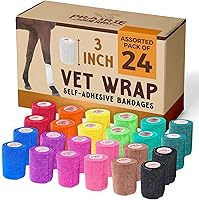 Vista 1 de Cinta adhesiva de 3 pulgadas para veterinarios (varios colores) (paquete de 24) rollo de agarre de vendaje flexible de adherencia autoadhesiva
