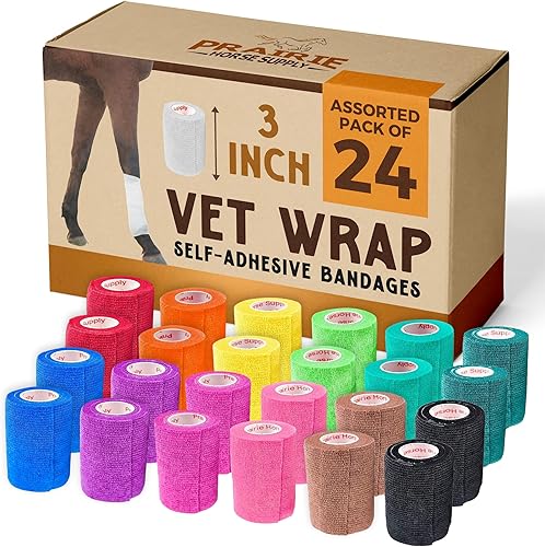 Cinta adhesiva de 3 pulgadas para veterinarios (varios colores) (paquete de 24) rollo de agarre de vendaje flexible de adherencia autoadhesiva para