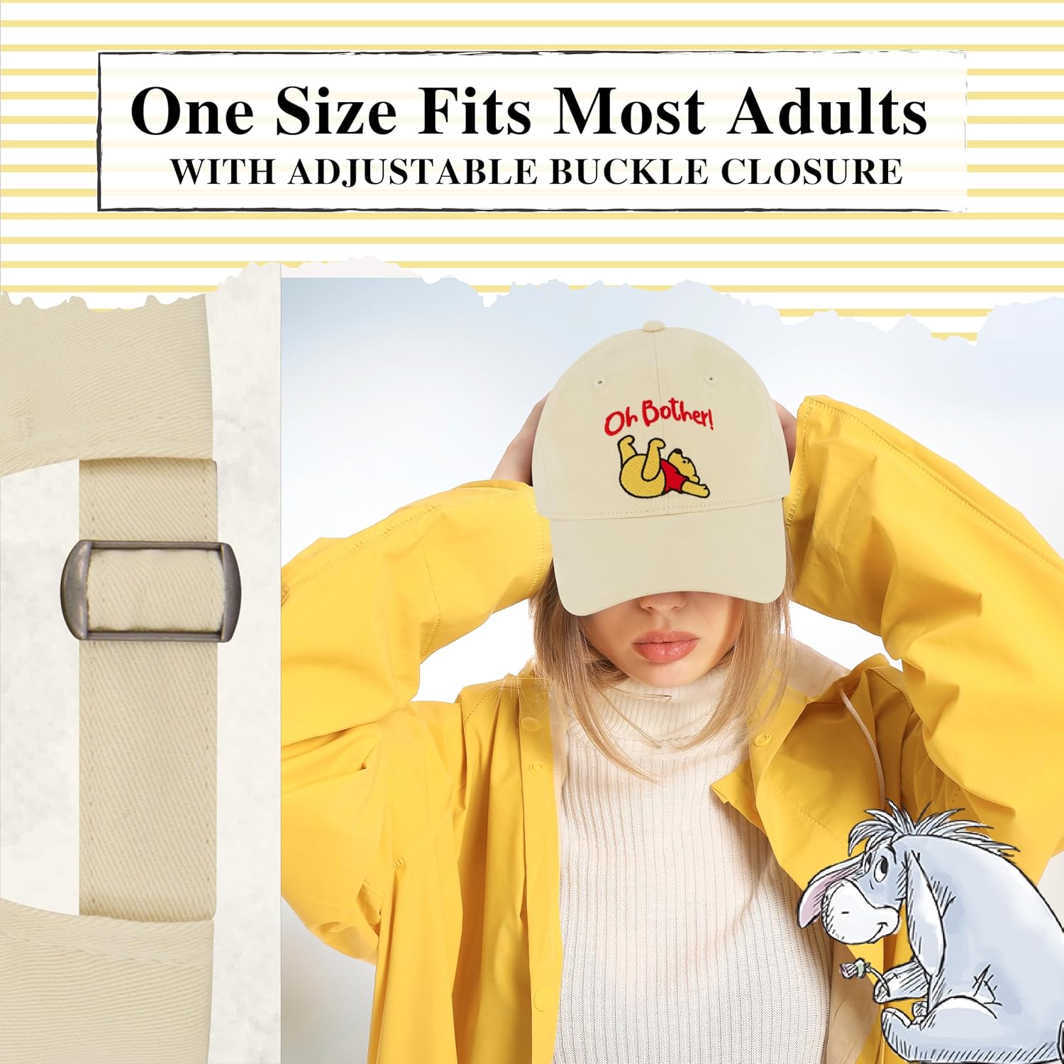 Disney Winnie The Pooh Dad Hat, Adjustable Cotton Baseball Cap with Curved Brim - Image 4