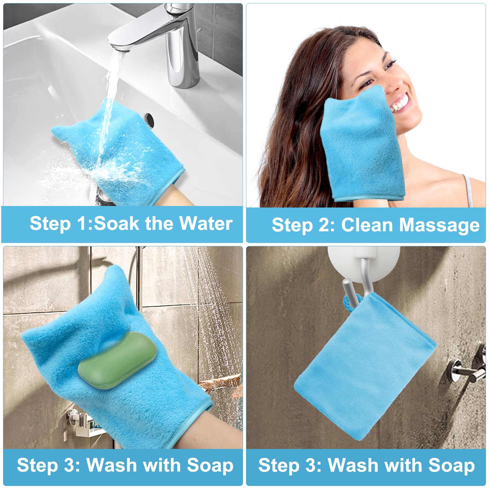 5 Mikrofaser Waschlappen – 15x21 Cm, Weich & Saugstark, In 5 Farben, Mit Aufhänger