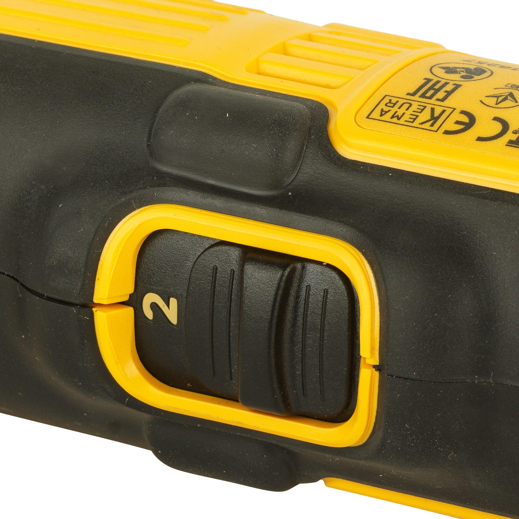 DEWALT Akku-Winkelbohrmaschine (18 Volt, für Bohrarbeiten an sehr verwinkelten Stellen, zwei-Gang-Getriebe, inkl. Zubehör und TSTAK Box II, Lieferung ohne Akku & Ladegerät) DCD740NT-XJ