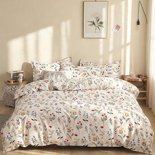 Miniatura 15 de Juego de edredón verde tamaño queen, 100% algodón reversible con patrón floral, juego de edredón de 3 piezas, edredón suave y ligero de algodón,