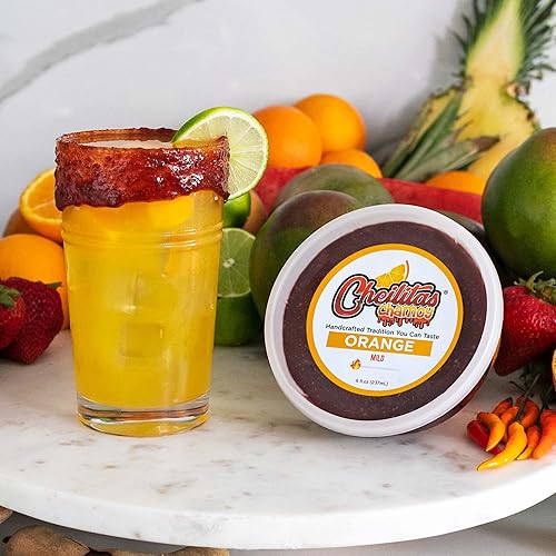 Miniatura 7 de Cheilitas Chamoy Salsa de caramelo mexicano natural para bordes  Hecho a mano para bebidas, cócteles, micheladas, cerveza y más (naranja)