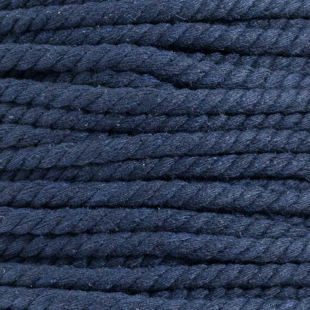 Super Soft 3 Strand Twisted Cotton Rope (Navy, 1/4 Inch x 50 Feet)