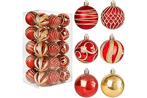 30 PCS Shatterproof Red and Gold Christmas Ball Ornaments