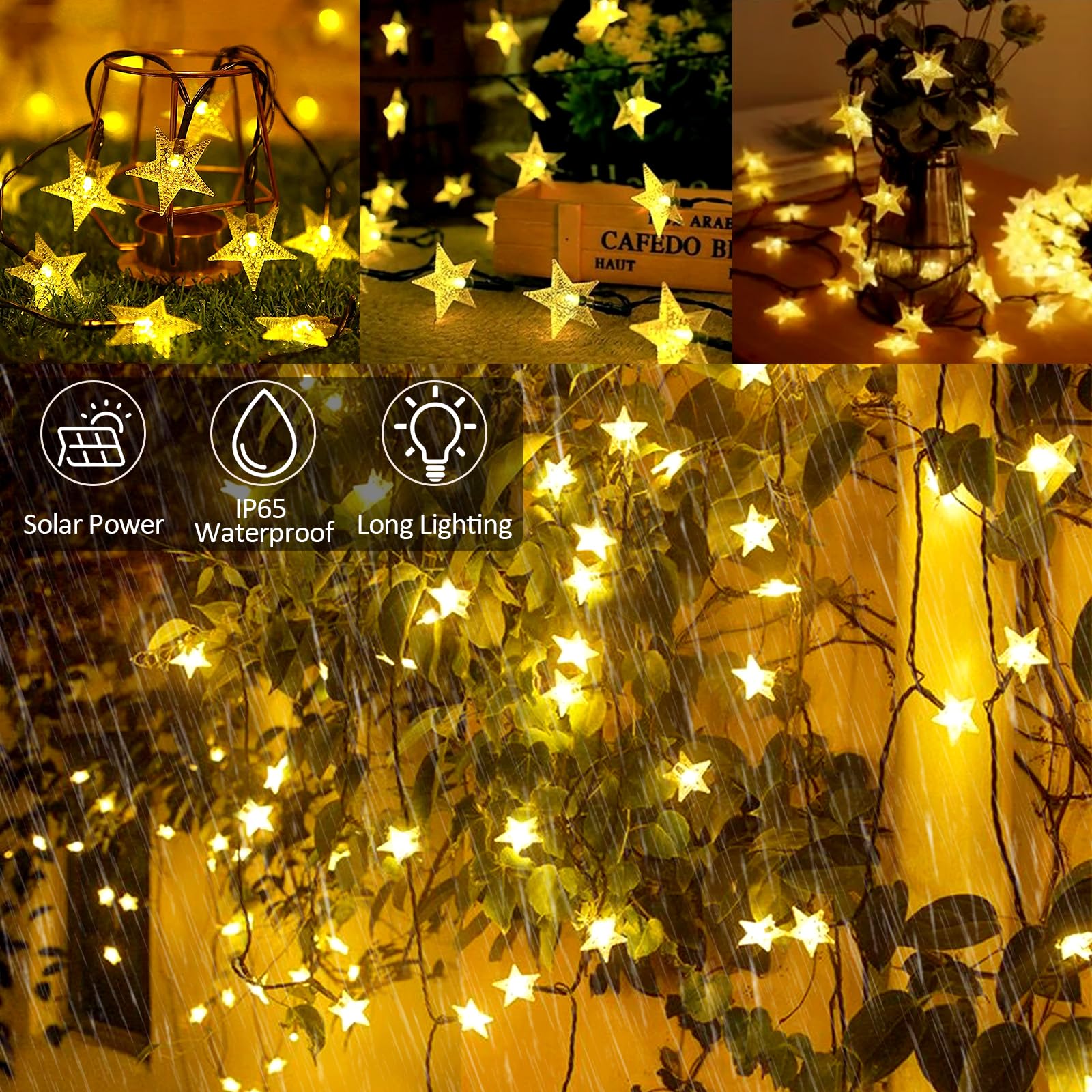 Catena Luminosa Esterno Solare,Jsdoin 10M 50 LED Impermeabile Luci