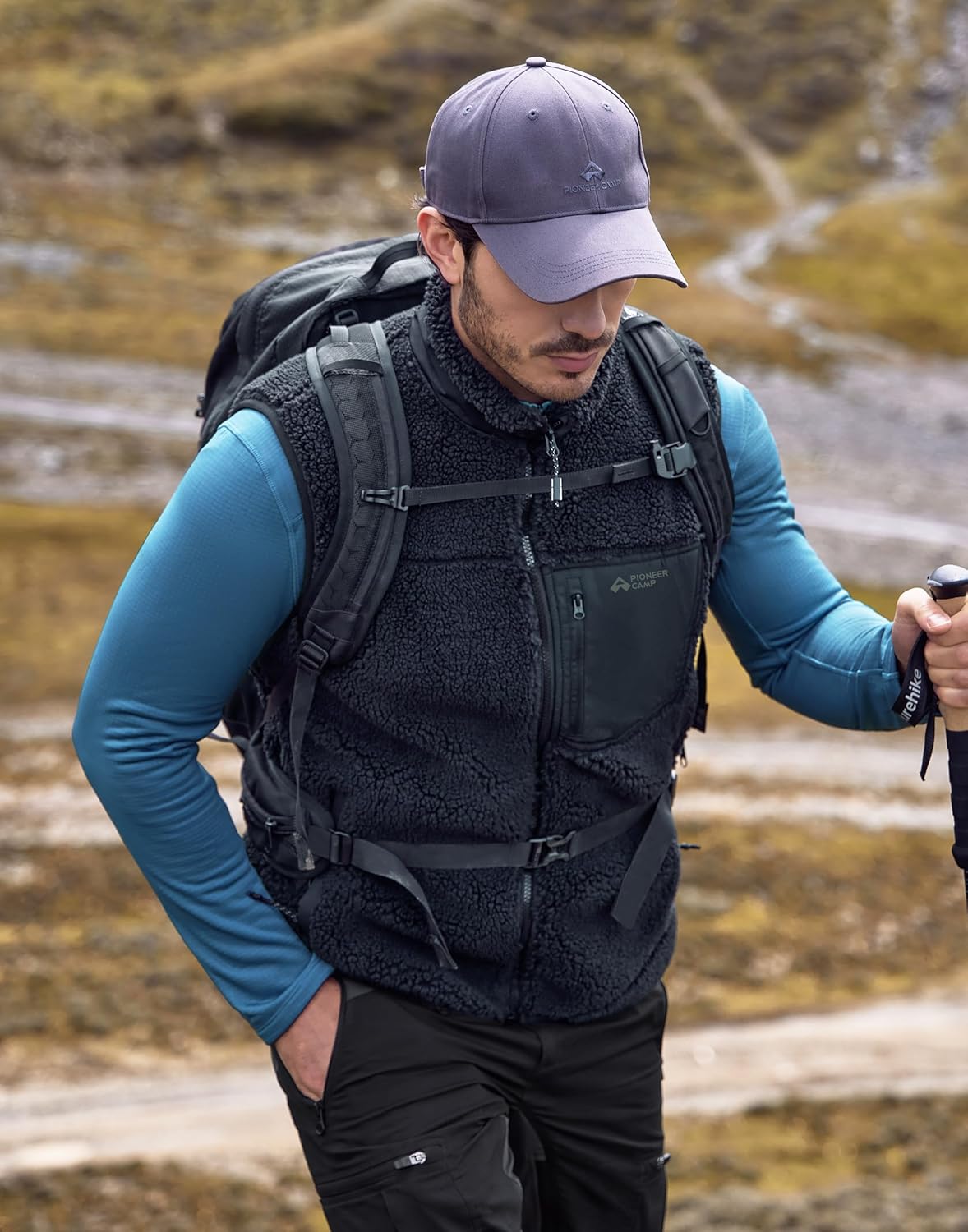 Pioneer Camp Men's Sherpa Fleece Vest Full Zip Up Winter Outerwear Vests Heavyweight Warm Cozy Fuzzy with Zipper Pockets
