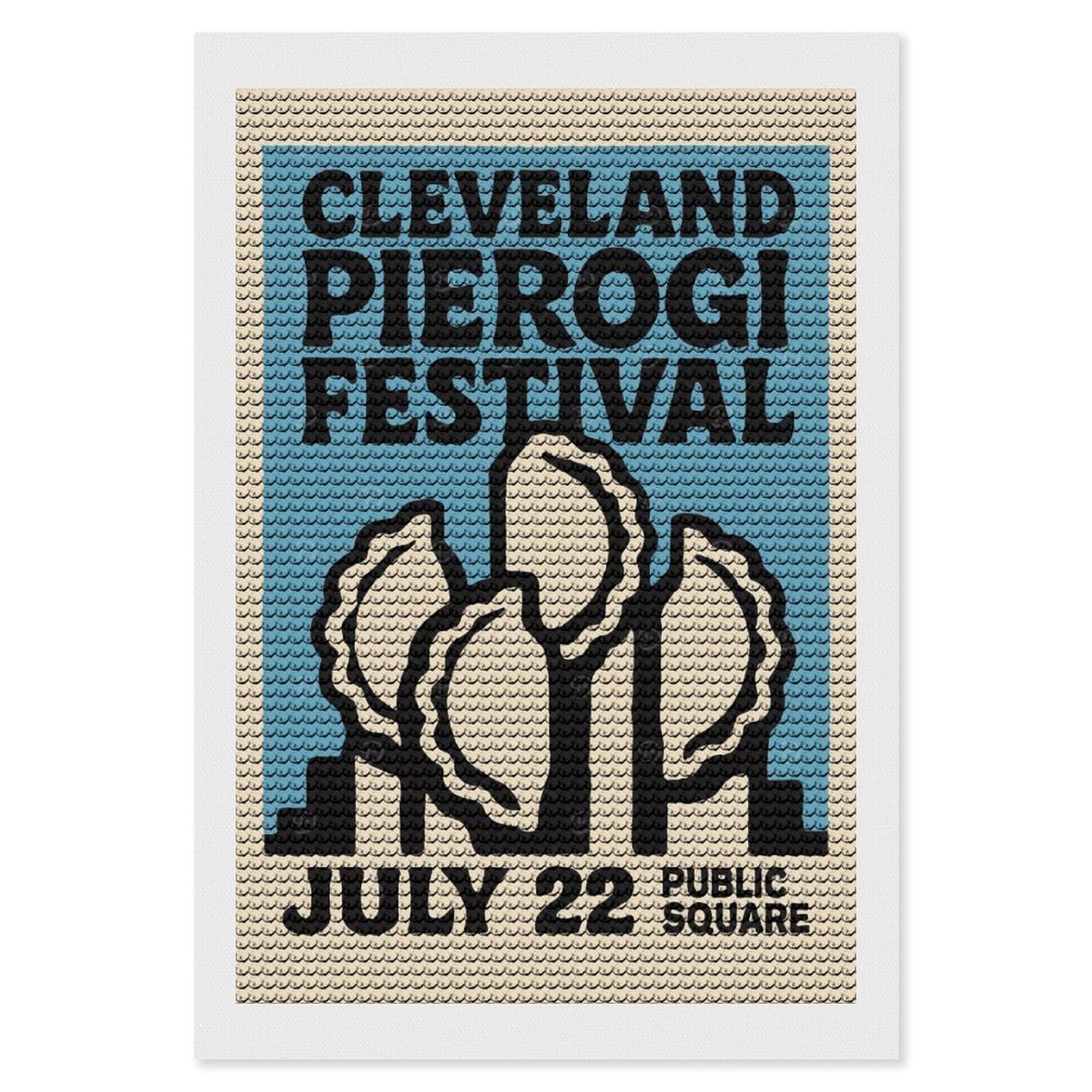 Junmoney Cleveland Pierogi Festival Diamond Art Kit 8"x12", Neat Printed Canvas, Finish and Display, Relaxing DIY Hobby, Living Room Decor