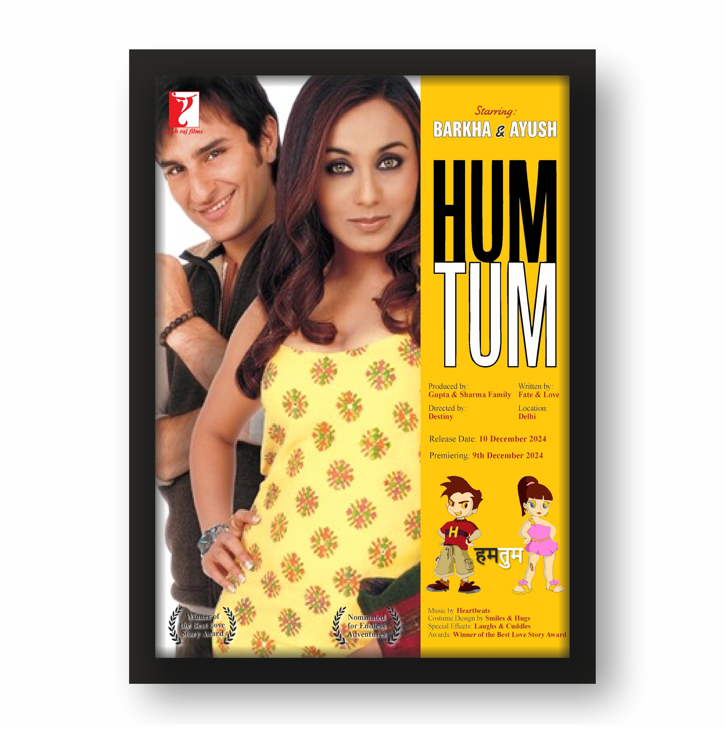 Custom Couple Poster – Hum Tum Movie Style – Personalized…