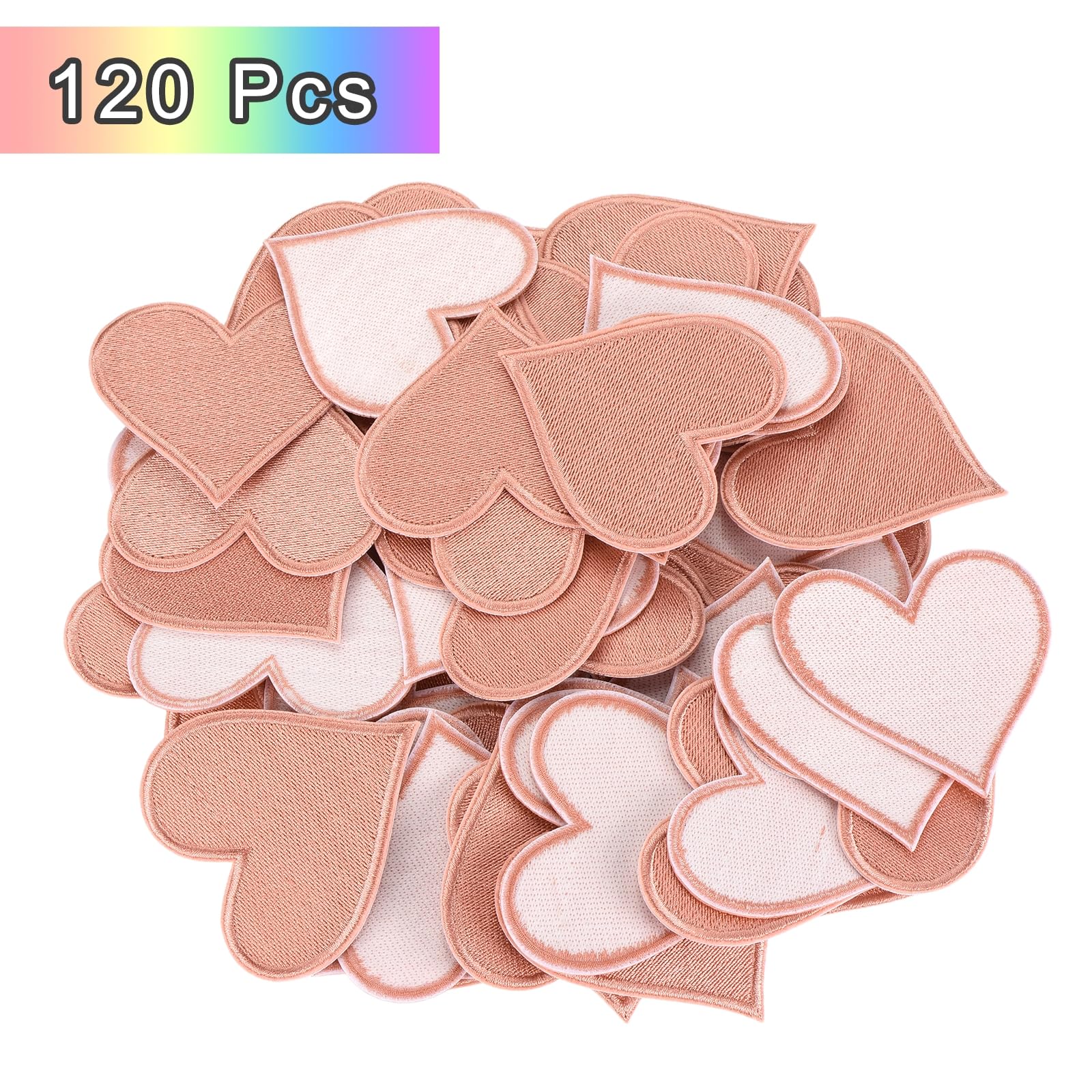 QUARKZMAN 120Pz Toppe Termoadesive a Forma di Cuore 6.8x7cm Rosa Scuro