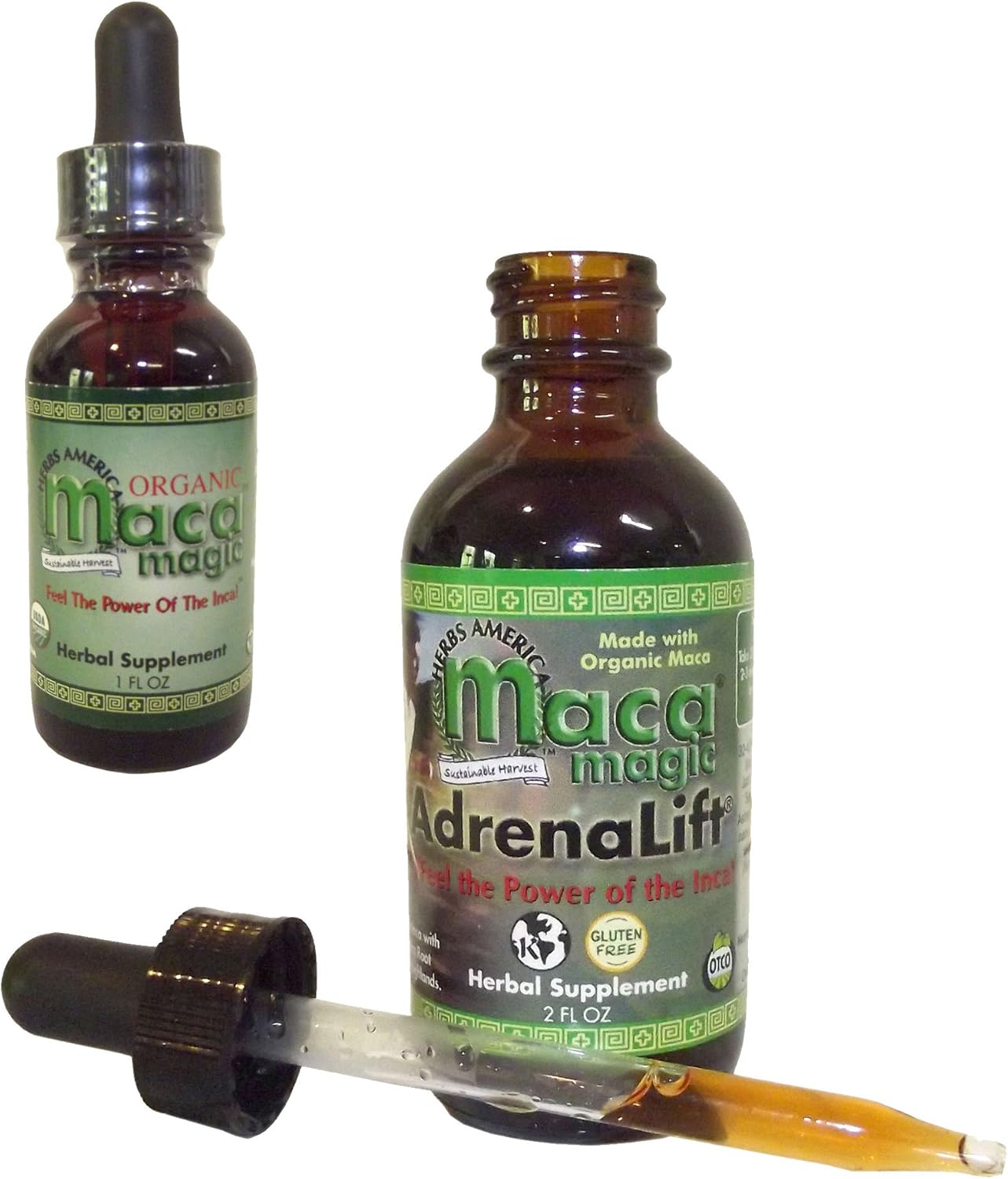 Maca Magic Herbal Extract Bundle, Adrenalift Supplement and Organic Maca Liquid Extract (2 Fl Oz Adrenalift + 1 Fl Oz Maca Glass Bottles) : Health & Household