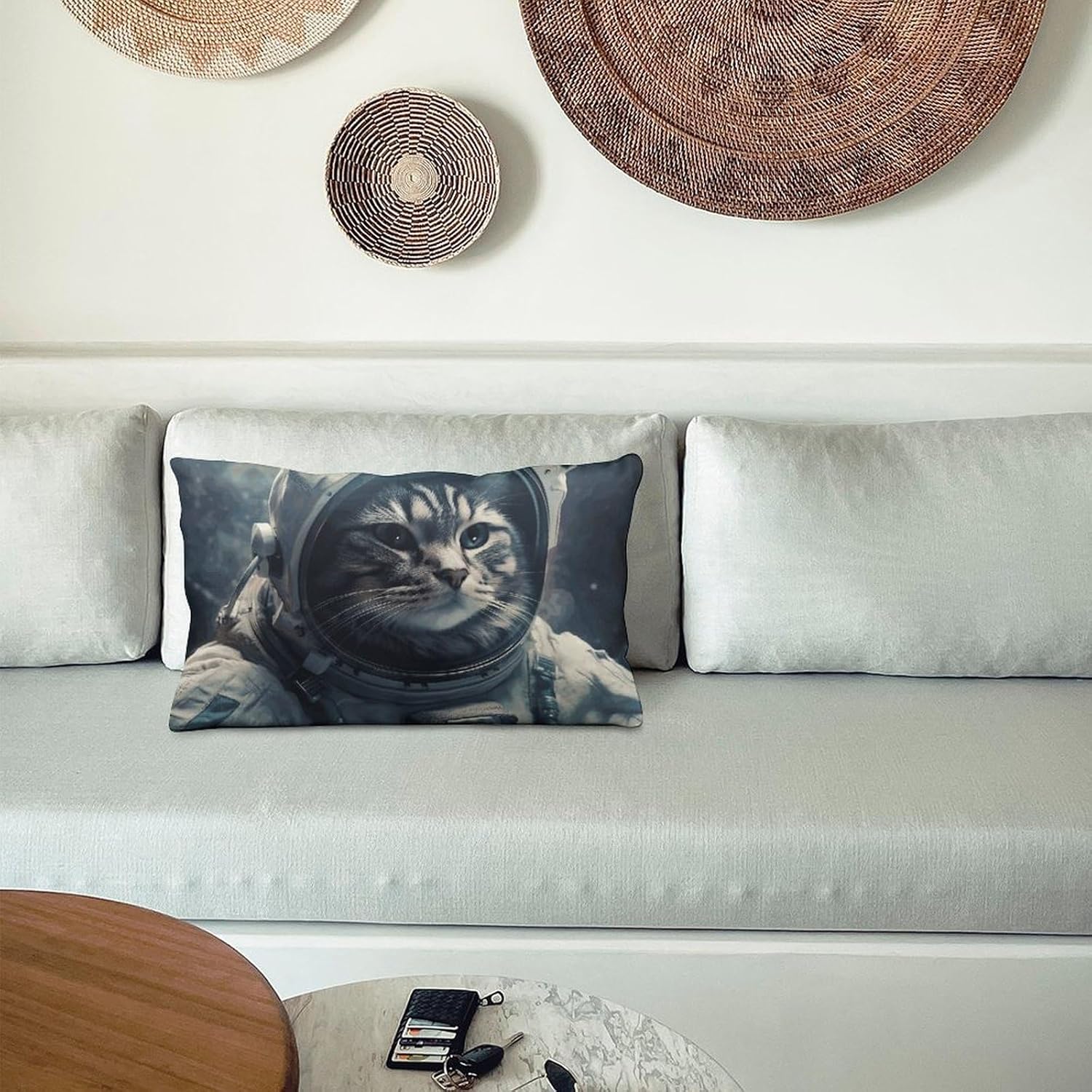 Astronaut Cat in Space Pillow Cases Queen Size Set of 1 Soft Comfortable Throw Pillows Covers Decorative Pillowcase with Zipper Bed Cushion Covers for Couch Sofa Bedroom 8"x12"