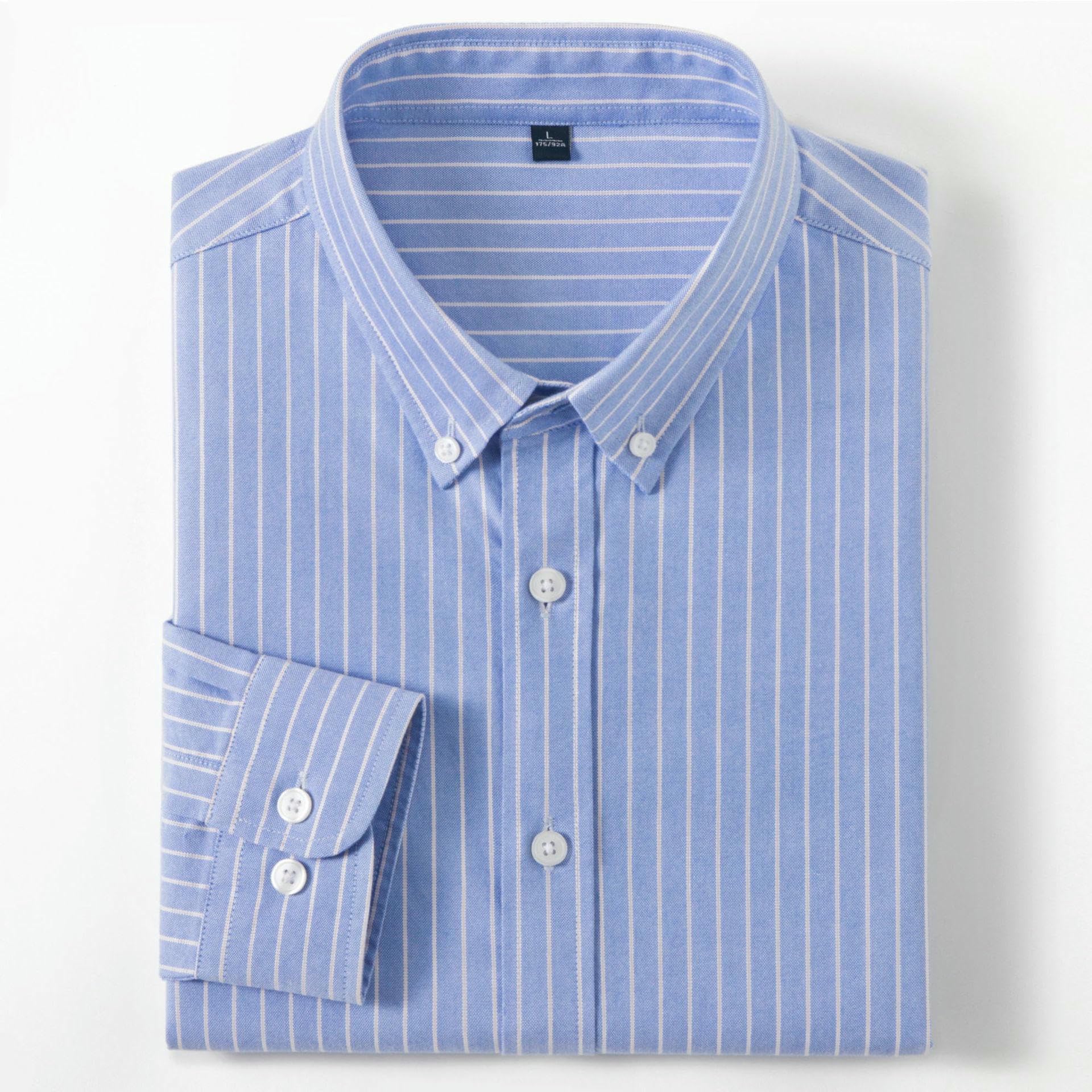 Camicia da uomo in cotone a maniche lunghe a righe verticali primavera autunno senza pieghe
