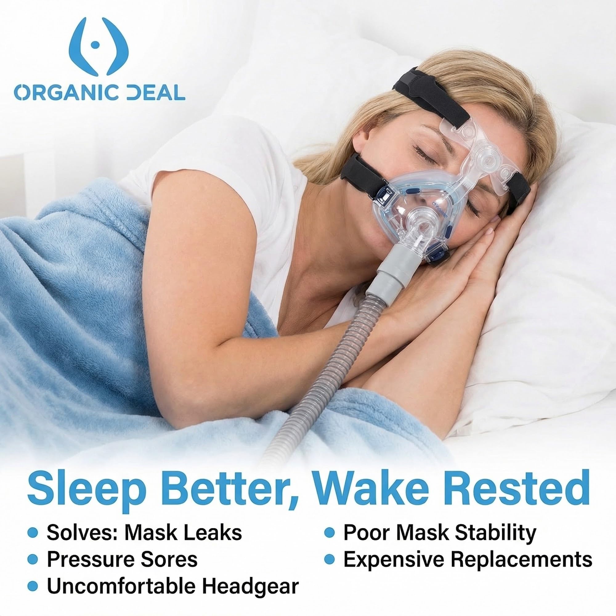 Lot de 2 sangles de harnais universelles pour CPAP – Remplacement pour harnais Respironics et accessoires CPAP ResMed – Sangle et masque CPAP