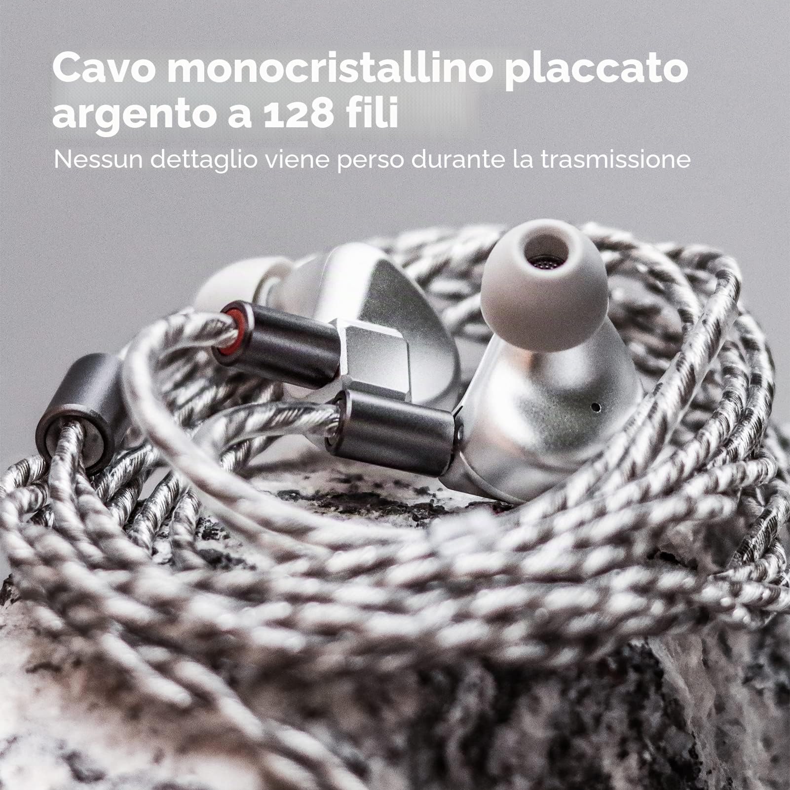 Letshuoer - Auricolari in-ear S12 con driver magnetico planare da 14,8 mm, cablati, Hi-Fi, per smartphone/PC/tablet (connettore da 4,4 mm, argento)