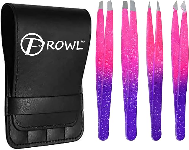 PROWL Professional Stainless Steel Tweezers for Facial Hair Women & Men  Set of 4 Eyebrow Tweezers for Ingrown Hair, Facial Hair, Splinter, Blackhead, and Tick Remover
