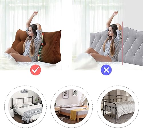 Miniatura 2 de WOWMAX Fundas de almohada triangulares para nuestras almohadas de lectura, cojín grande, cabecero, respaldo, cuña, café, tamaño King