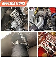 Vista 7 de Paquete de 2 abrazaderas de manguera con perno en T de 2 pulgadas, abrazadera de entrada turbo de acero inoxidable 304, rango de trabajo de 2.20 a