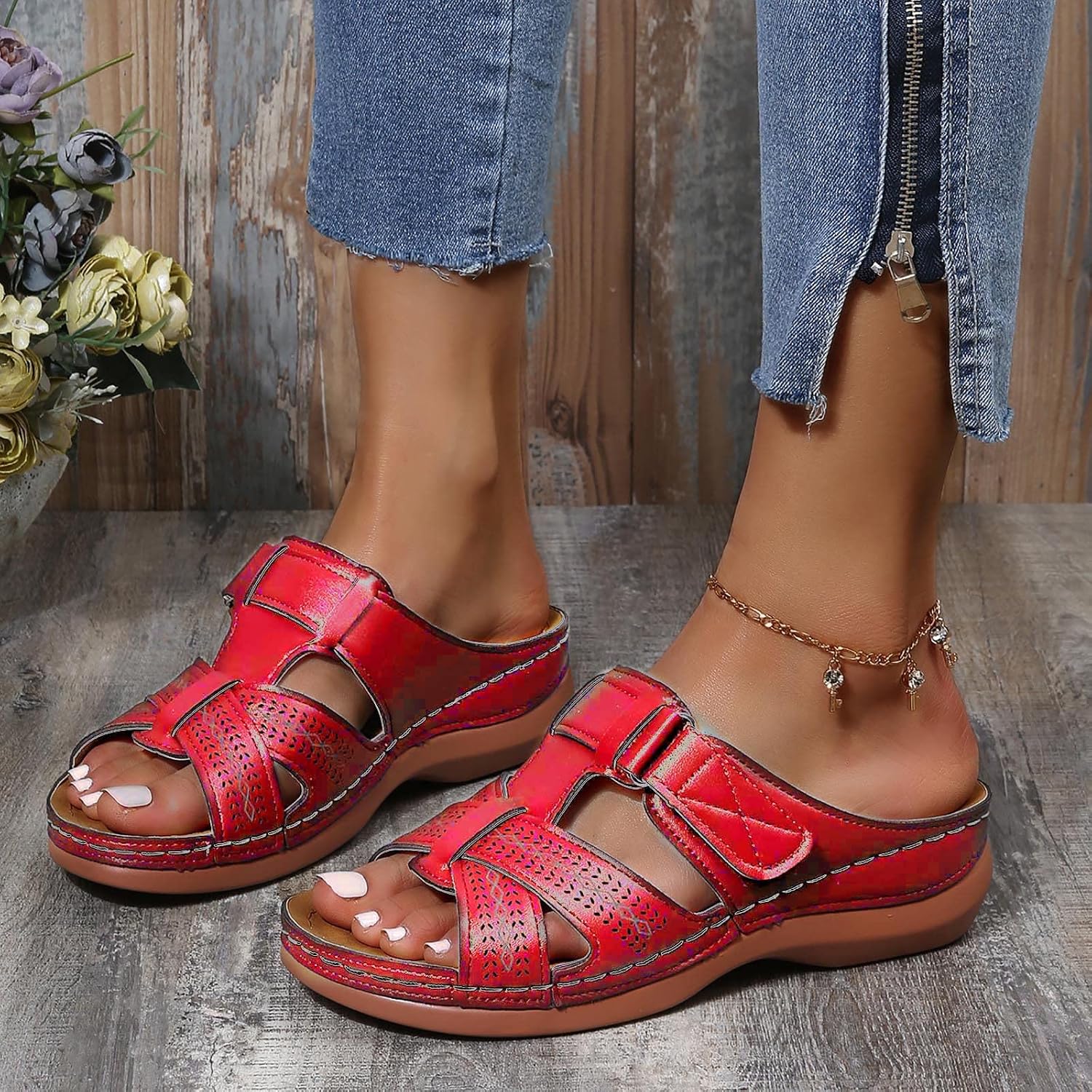 Sandales Femme Confort Orthopédiques - Semelle Épaisse, Bride Réglable, Style Décontracté